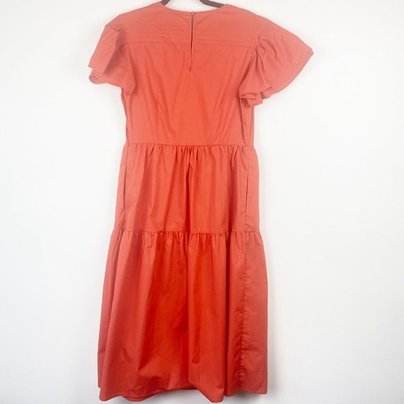 NWT WHO WHAT WEAR Dress Tiered Orange Flutter Short Sleeve A-line Midi Dress M - Picture 8 of 15